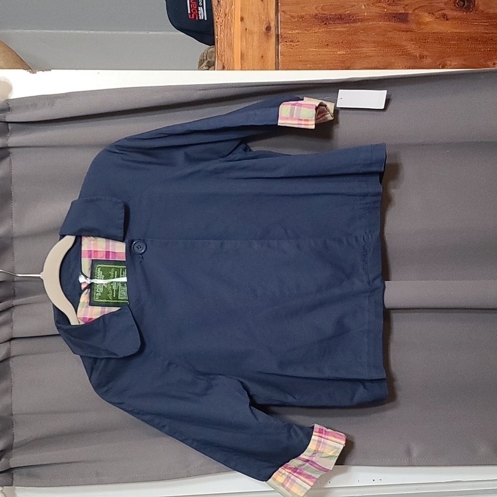 NWT US Polo Assn. Womens Cropped Blazer Navy/Colorful Plaid Size L